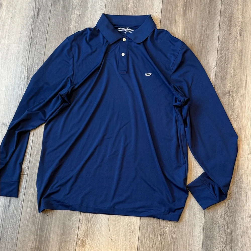 Vineyard Vines Men's Deep Blue Long Sleeve Polo - Picture 2 of 2